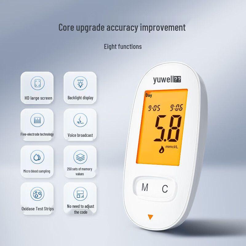 Yuyue 580/590 Voice Blood Glucose Meter with Universal Test Strips