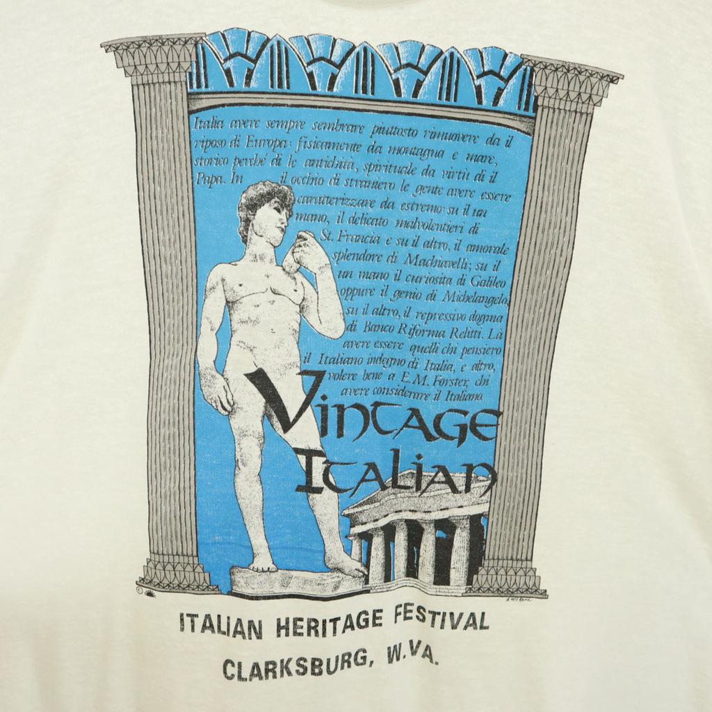 SCREEN STARS 80s Vintage Made In USA Michelangelo David Statue Short Sleeve Single Stitch T-shirt Men's Used