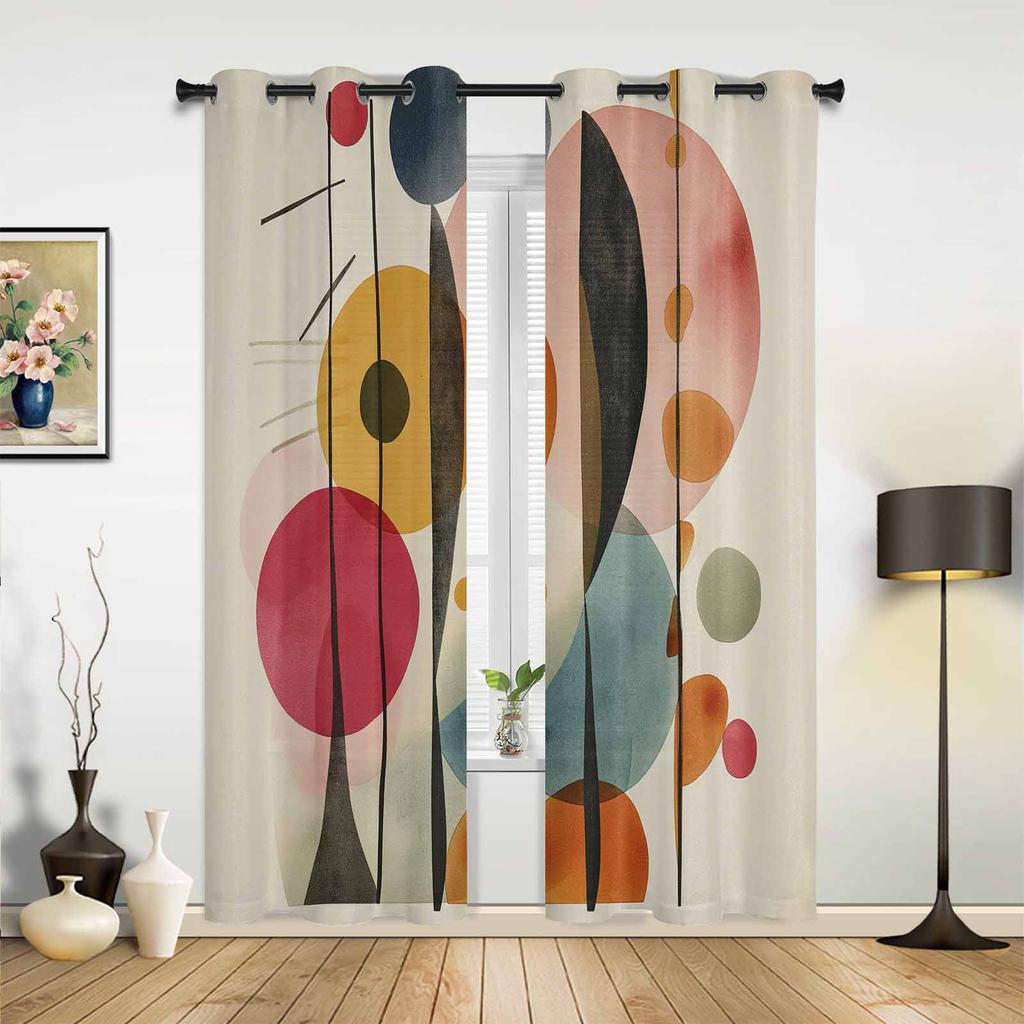 Oil Painting Abstract Vintage Geometric Window Curtains for Living Room Luxury Bedroom Curtain Kitchen Blinds Drapes Curtains