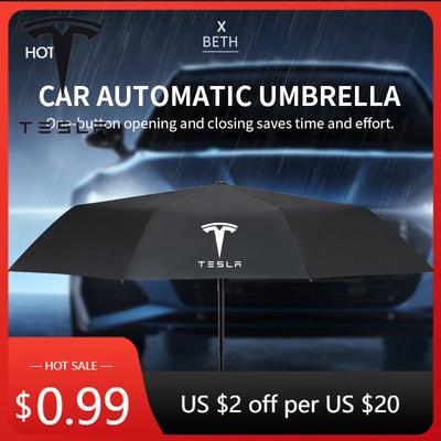 Car Sticker Car Interior Accessories Car Folding Umbrella Portable Automatic Sunshade For Tesla Model 3 Model X Y Style Ro