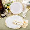 50pc Plate with Gold Beads Rim Plastic Decorative Dinner Serving Plate Dessert Wedding Xmas Party Dining Plates Decor