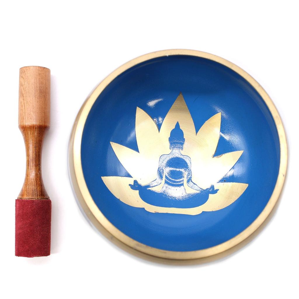 Singing Bowl Set White Blue 14cm Yoga Moves