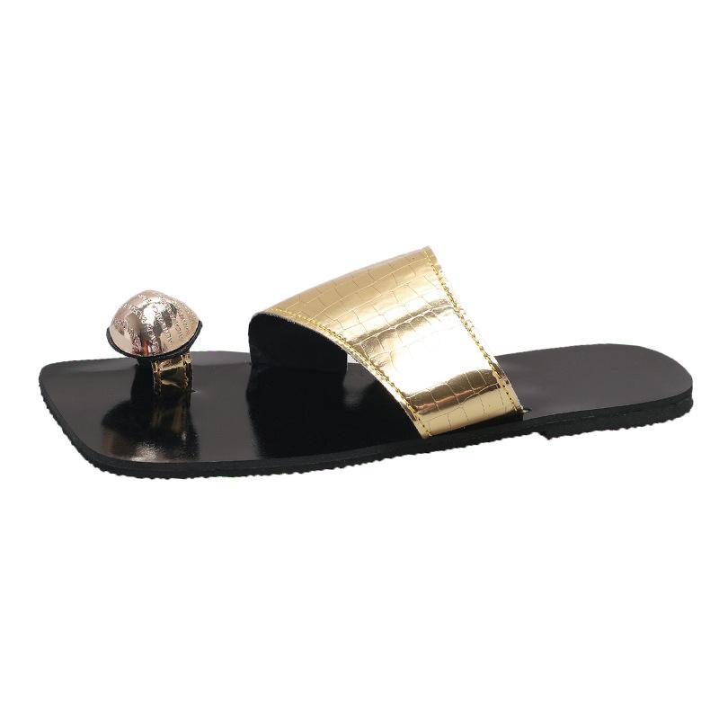 Fashion Women Slippers Summer New Beach Cool Slipper Original Designer Slippers for Women Flip-flops Retro Metal Buckle Pinch Toe Slides