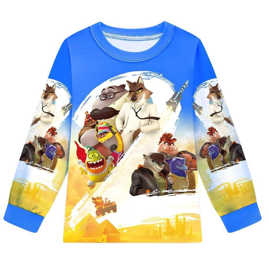 Kids Boys Girls Anime Cartoon Bad Guys Printed Casual Long Sleeves T-Shirt Pants Trousers Clothes Set