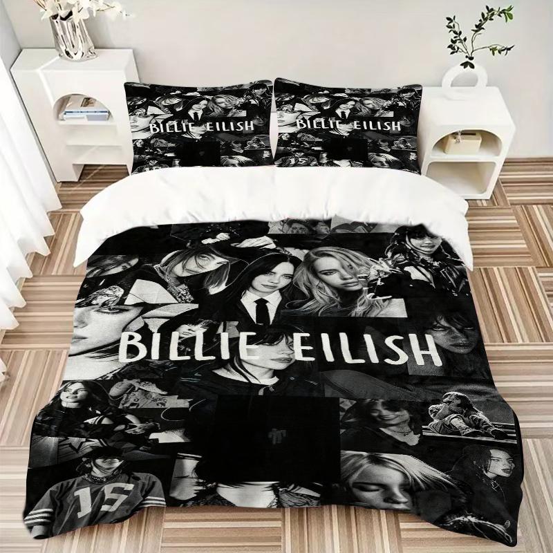 3Pcs Billie Eilish Collage Bedding Set Quilt Cover Pillowcase Home Christmas Xmas Halloween Gift 1 Duvet Cover 2 Pillowcase M924457