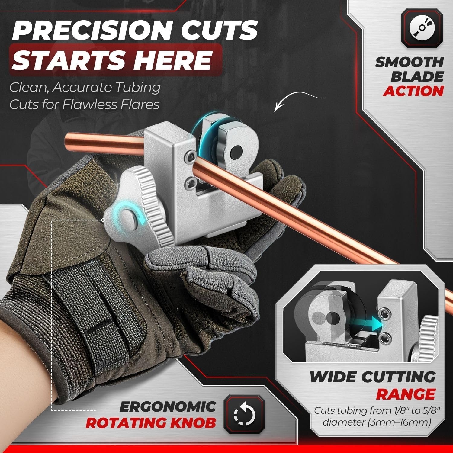 

Brake Line Flaring Tool Kit with Tubing Cutter - 5 Adapters, 45° Flare for Copper, Aluminum, Brass, Magnesium, Soft Steel United States