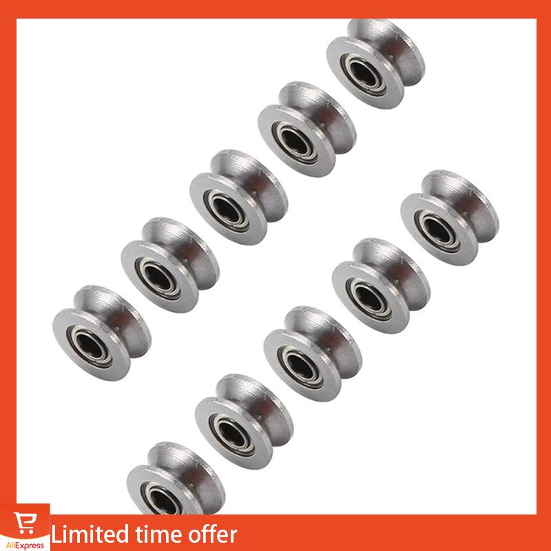 Fresh 100Pcs U Groove Bearing U624ZZ Carbon Steel Durable V Groove Ball Bearing Pulley For Rail Track Linear Motion Systems
