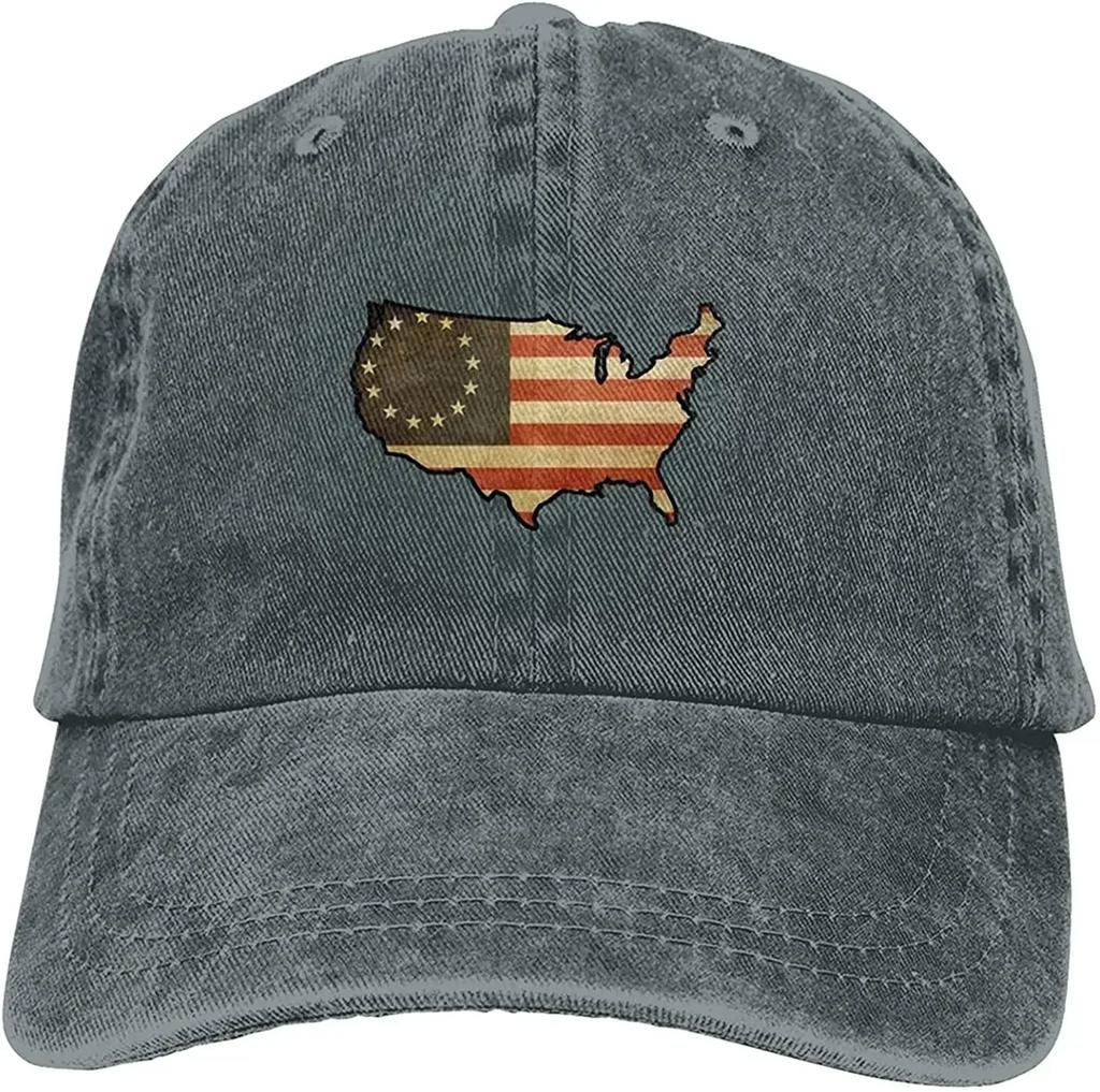 US Map Betsy Ross Flag Unisex Fashion Dad Hat Cotton Adjustable Baseball Cap
