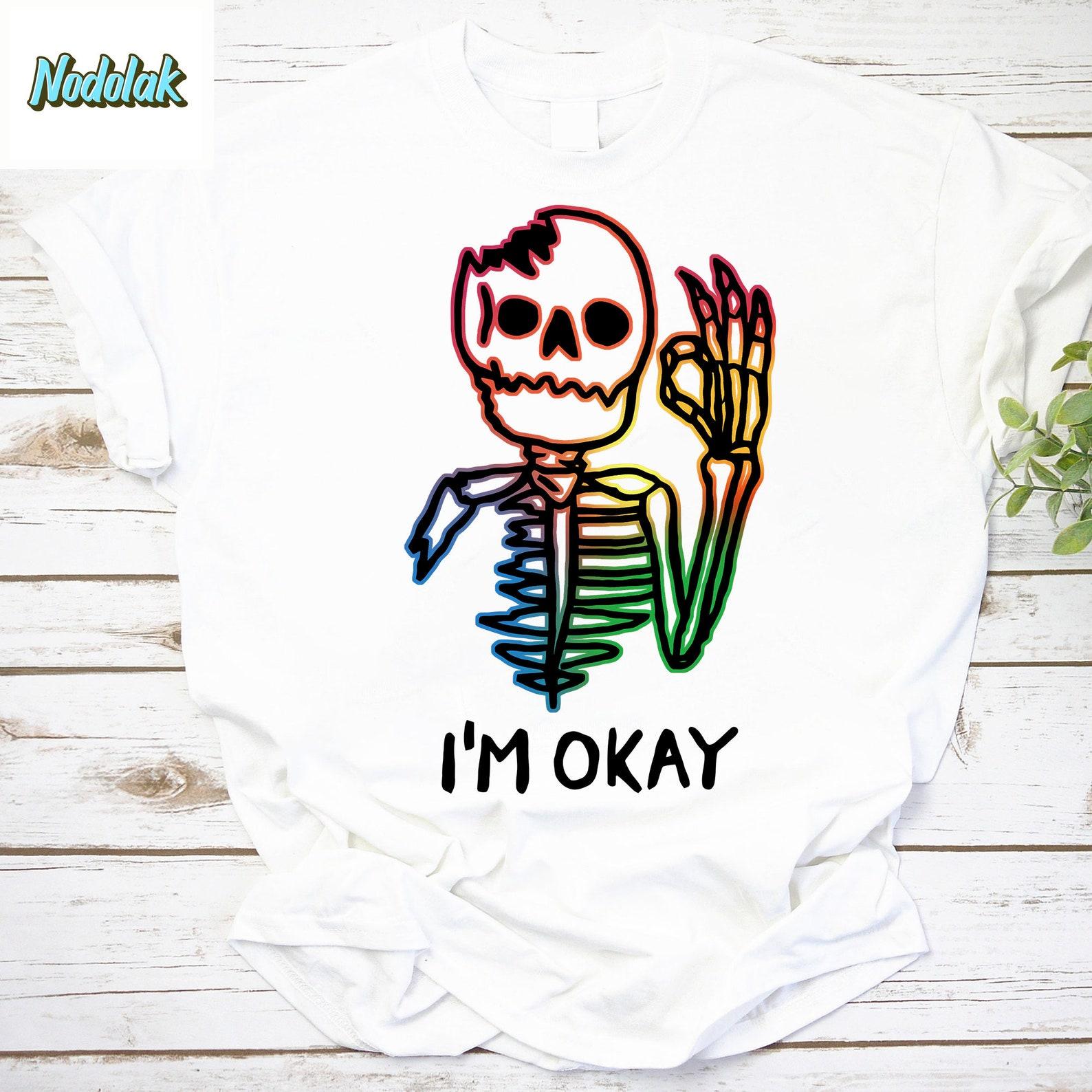 Skeleton Tattoo I’m Okay Vintage T-Shirt, Funny Skeleton Shirt, Skeleton For Halloween Shirt, Halloween Shirt, Gift For Halloween XL