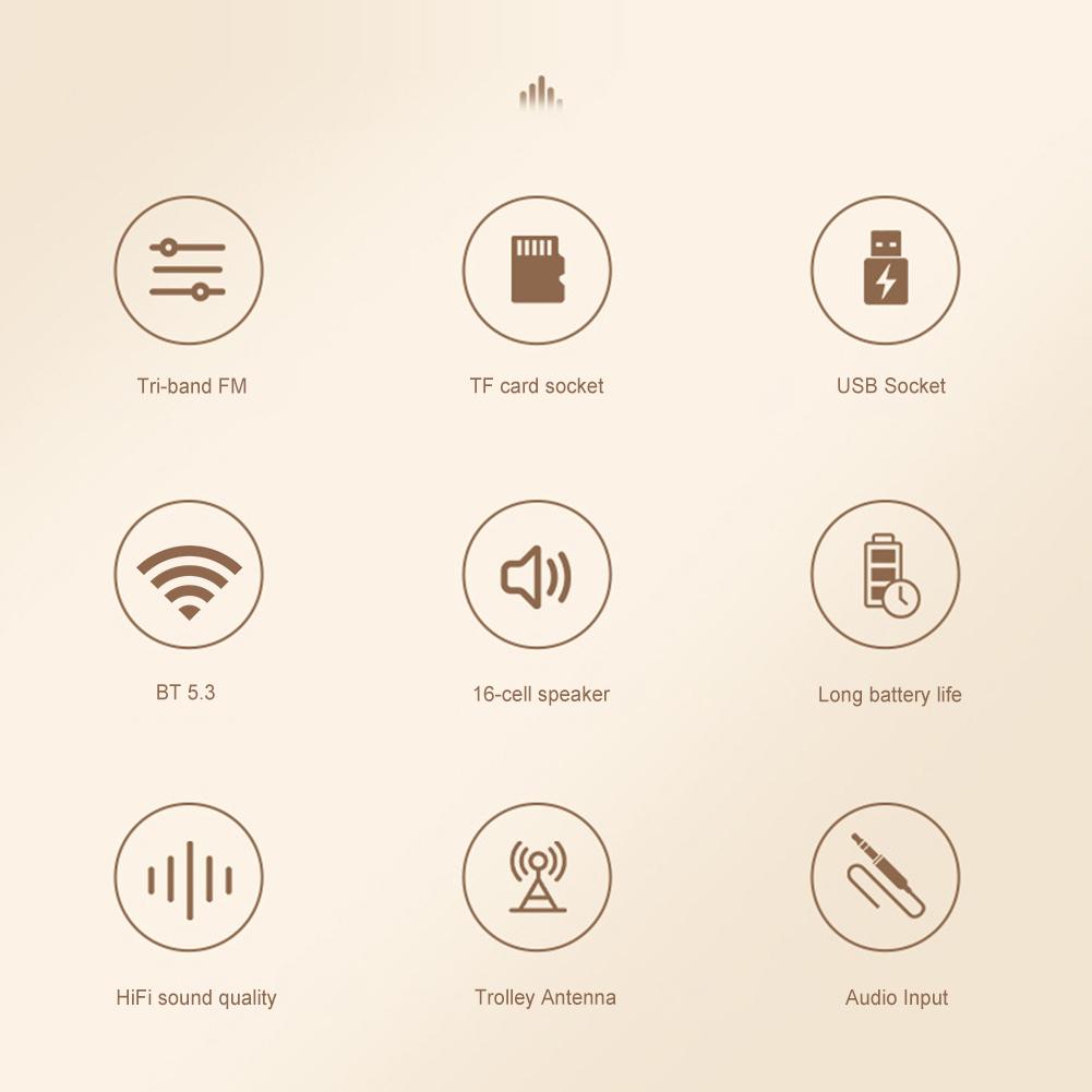 Portable FM AM SW Full Band Radio Support TF Card Vintage Radio with Bluetooth Speaker Radio Gifts for Elderly Home Bedroom