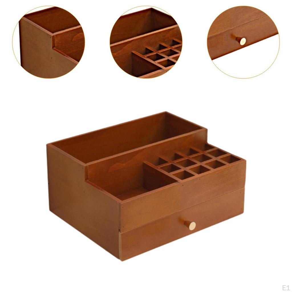 Organizer do przechowywania kosmetyków, Pudełko na biurko, Rękodzieło, Retro, Pyłoszczelny Rustykalny Drewniany Organizer na biurko