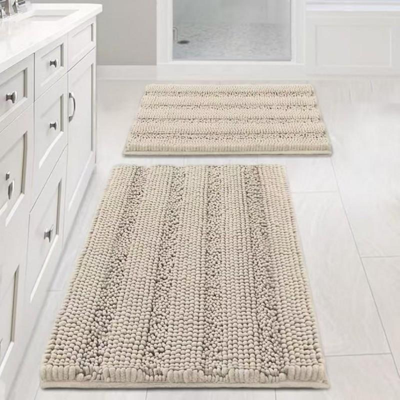 Thick Solid Chenille Bath Mat Non-Slip Absorbent Floor Rug Entryway Bathroom Kitchen Living Room