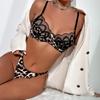 Sada spodního prádla s leopardím vzorem Dámská podprsenka s průhlednou výšivkou + sada spodního prádla Breif Intimates