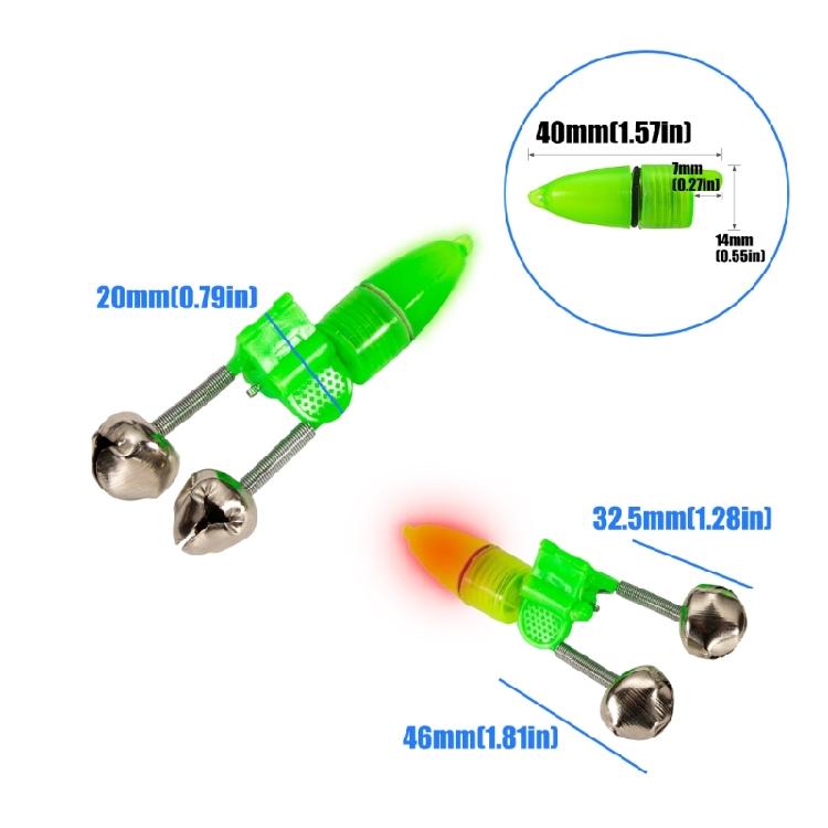 Bright LED Fishing Light LED Night Fishing Rod Bites Alerts Alarm with Twin Bells Rings Indicator For Anglers Enduring