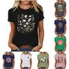 T-shirt Décontracté à Manches Courtes et Col Rond pour Femmes avec Imprimé Floral