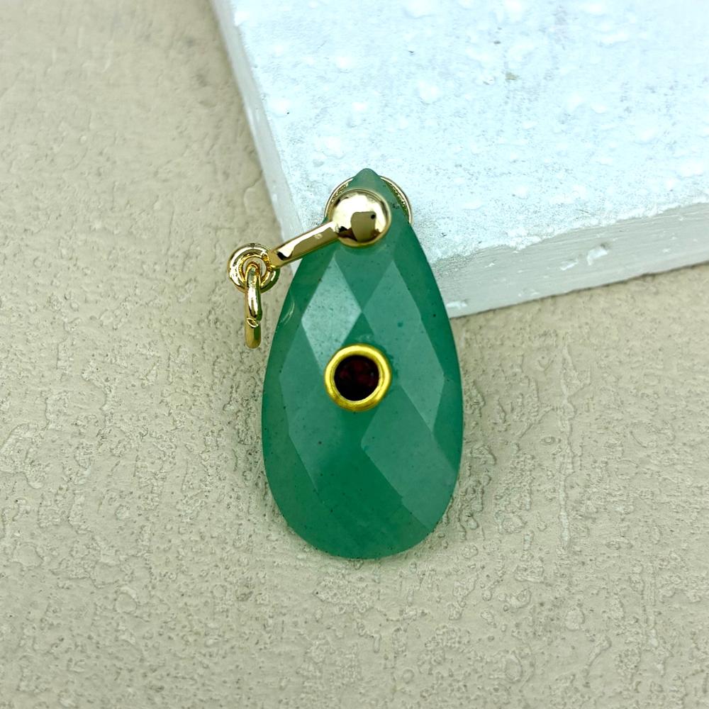 High Quality Teardrop Shape Natural Tiger Eye Amethyst Rose Quartz Stone Pendant Zircon Personalized Design Necklace Pendant