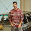 Men's Autumn Retro Color Block Striped Knit Pullover Sweater