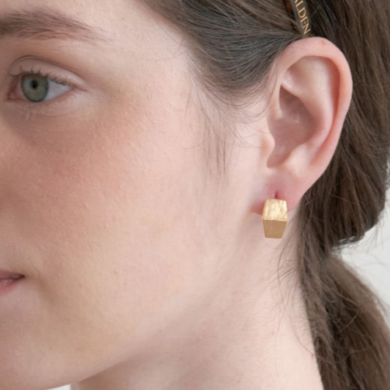

halden hexagon one touch earrings (E050_gold) gold