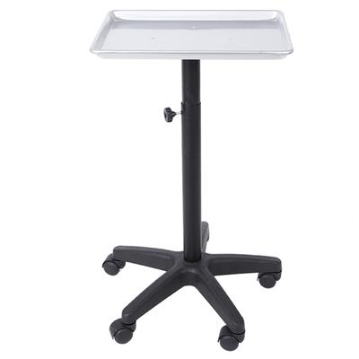 Aluminium Hair Salon Instrument Tray Adjustable Height Trolley Beauty Tools No Cup Silver