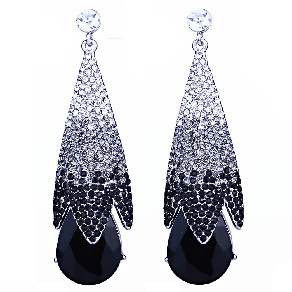 Jewelry Women Luxury Wedding Party Drop Earrings Inlay With Multicolor Rhinestones Big Water Drop Earrings Long