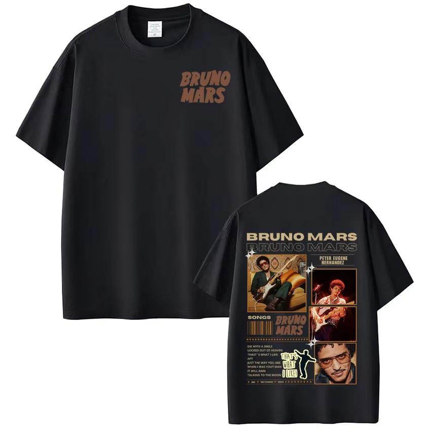 Singer Bruno Mars New Album Tour 2026 Graphics Tee Shirt Men Women Casual Harajuku Short Sleeve Top Hiphop Streetwear