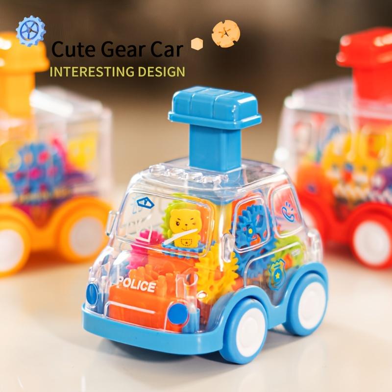 Hand Press Gear Car Inertia School Bus Taxi Police Car Fire Truck Car Puzzle Glide Toy Birthday Gift Halloween Thanksgiving Christmas