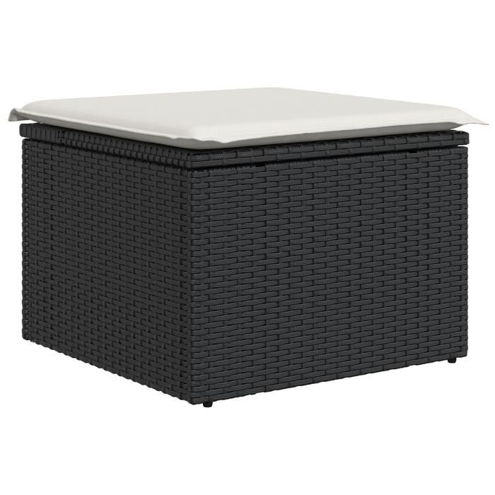 VidaXL Ensemble de Canapé de Jardin 6 Pièces avec Coussins Noir Poly Rattan Acacia 3347565