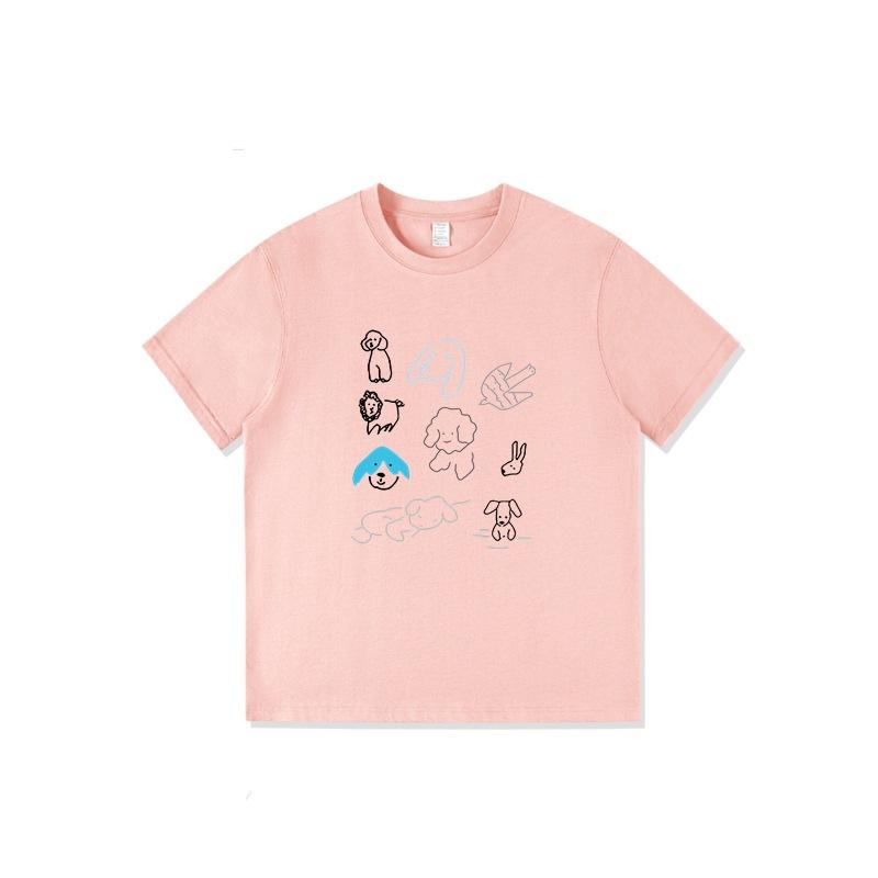Pure Cotton White Shoulder Short-sleeved T-shirt Women's New Design Sense Niche American Trendy Cartoon Half-sleeved Top