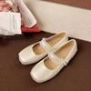 Lace Belt Shallow Mouth Versatile Ballet Mary Jane Shoes 2025 New Spring and Autumn French Square Head Flat Bottom Casual Shoes