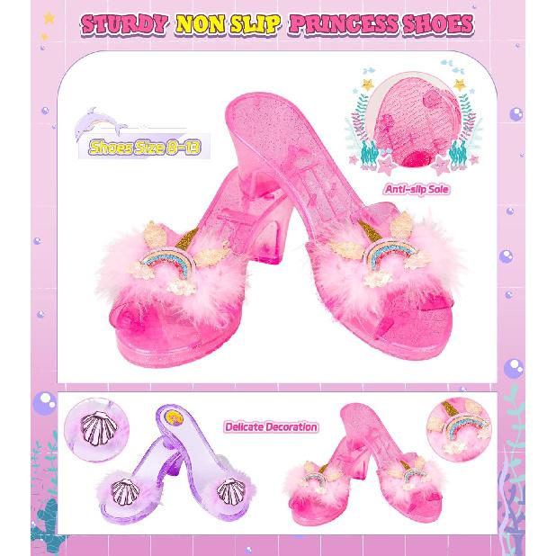 Princess Dress Up, Dress Up Clothes for Girls Princess Toys Set with Princess Capes Princess Shoes Princess Dress Jewelry, Birthday Christmas Gifts