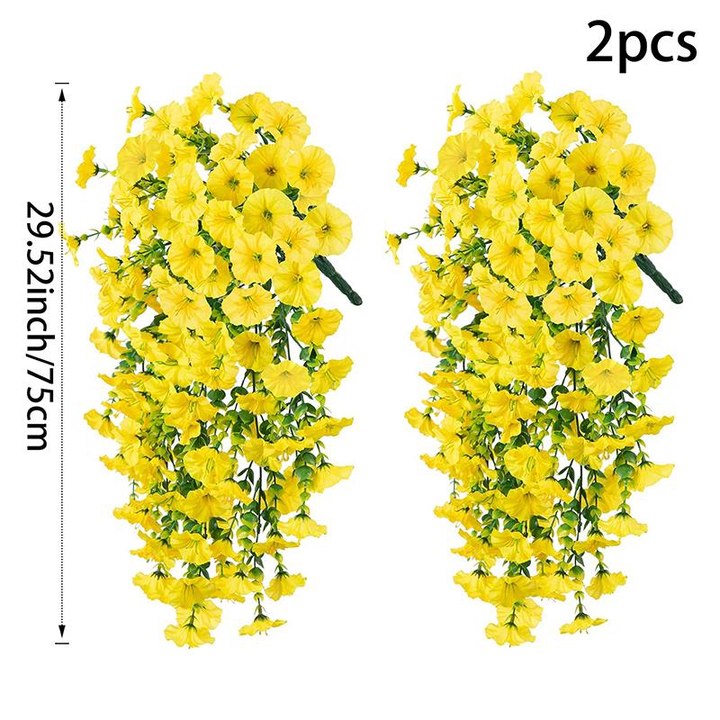 2Pcs Artificial Flowers Rattan Morning Glories Vines Outdoor Wedding Wreath Bridal Arch Home Room Yard Festival Decor