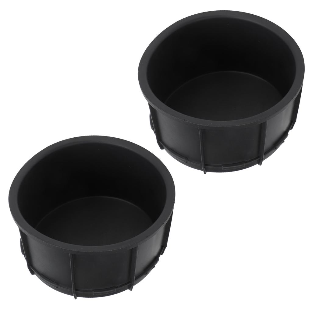 2Pcs Set Center Console Cup Holder Insert Liner Black Rubber UV Protection Automotive Interior Accessories
