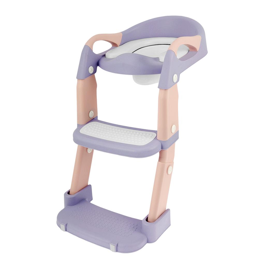 Children's Toilet Seat Stairway Adjustable Baby Toilet Folding Stand Step Stool Toilet Seat Ring with Nonslip Pad for Boys Girls