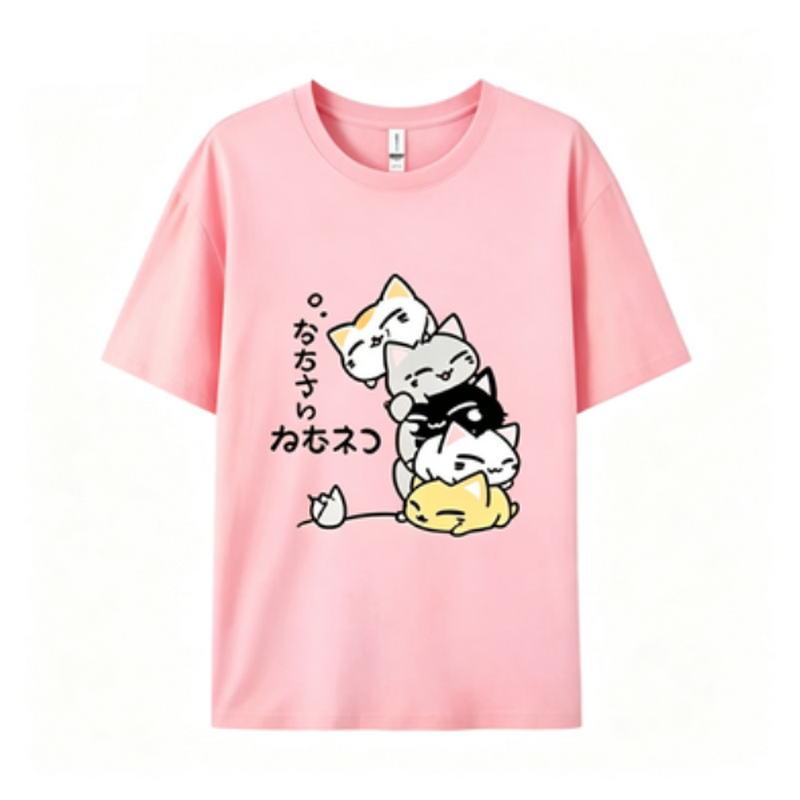New summer style Korean version pure cotton shortsleeved top Unisex loose fit cartoon design versatile suitable for both Unisex wome
