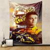 Racing Car Driver In Orange Helmet Design Portrait Patterned Tapestry for Bedroom and Living Room Home Decor Sofas
