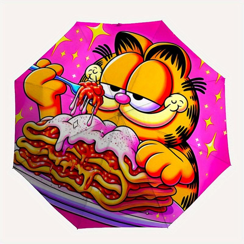 1pc Garfield Pasta Windproof Automatic Windproof Umbrella, Lightweight for Women/Men, Perfect Christmas Gift a0811204