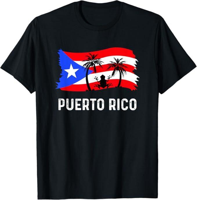 Distressed Style Puerto Rico Frog Puerto Rico T-Shirt S