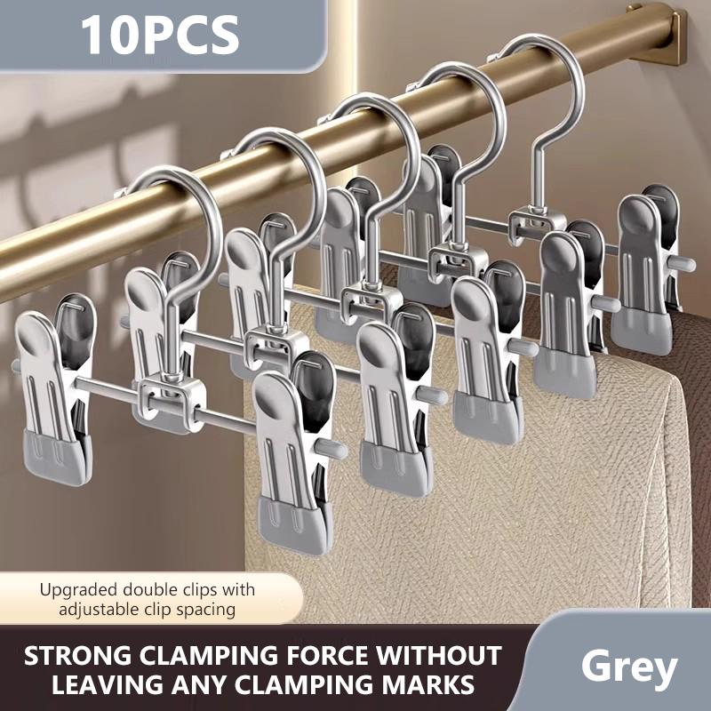 Stainless Steel Multi-Functional Hook Clip For Clothes Hangers And Wardrobes For Storing Trousers
