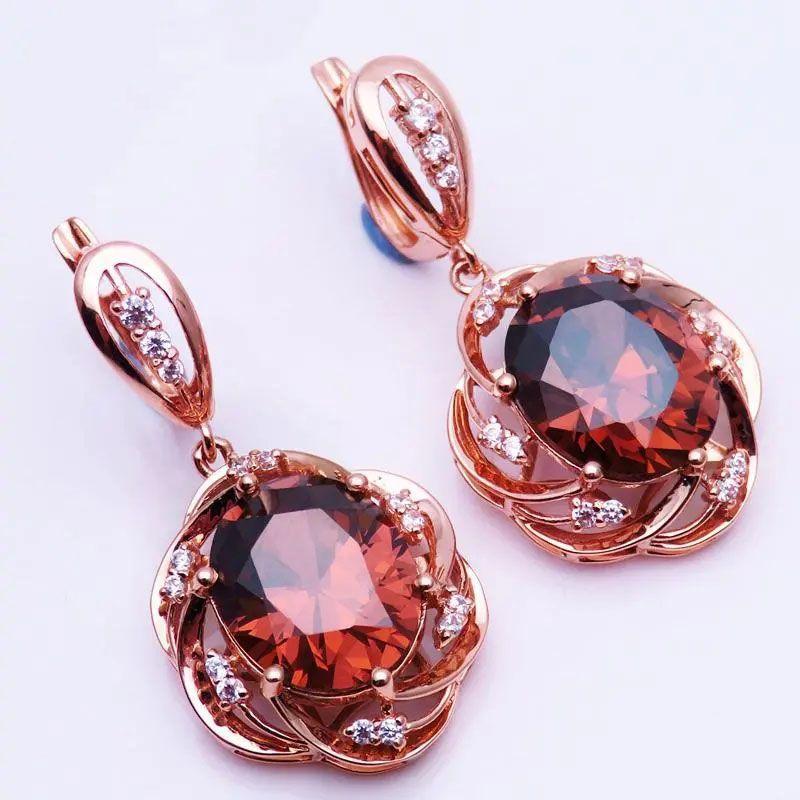 

Exquisite Purple Gold-Plated Rose Gold Inlaid Zircon Lace Earrings Women S Fashion Light Luxury Personalized High-End Ear Hooks