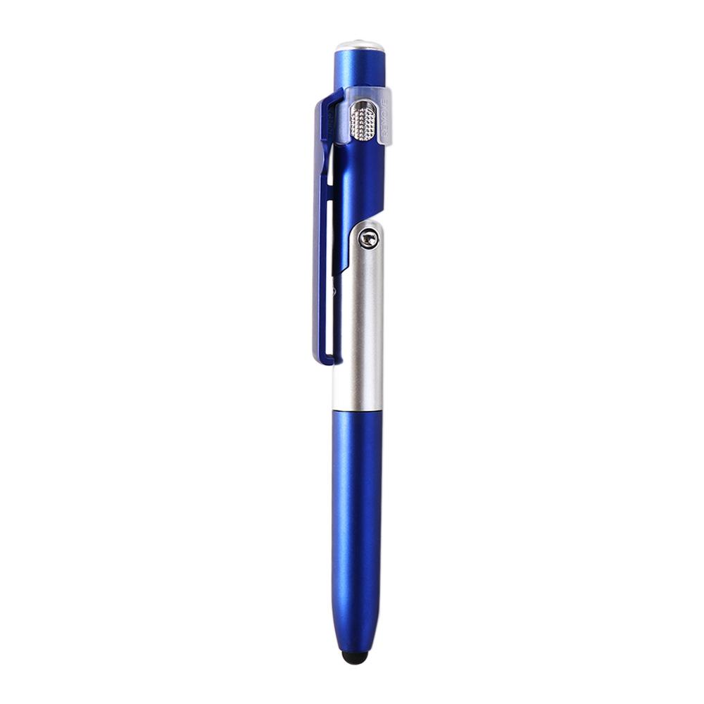 4 in 1 Office Night Reading School Students Writing Pen Ballpoint Pen with LED Light Stylus Pen Cellphone Holder синий