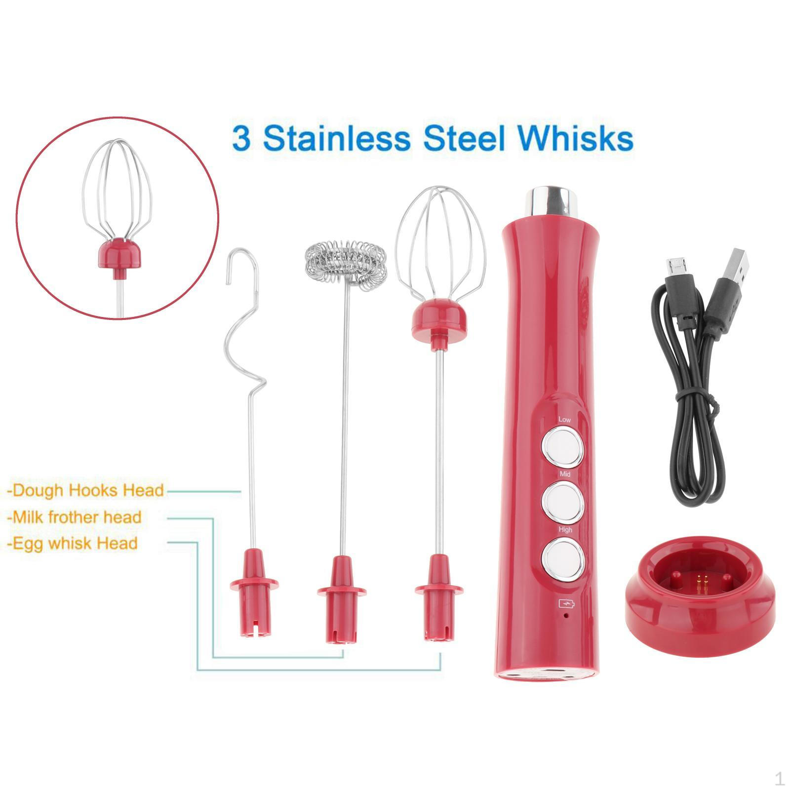 

3- Регулируемый электрический вспениватель молока, миксер для кофе, венчики для взбивания яиц для капучино красный