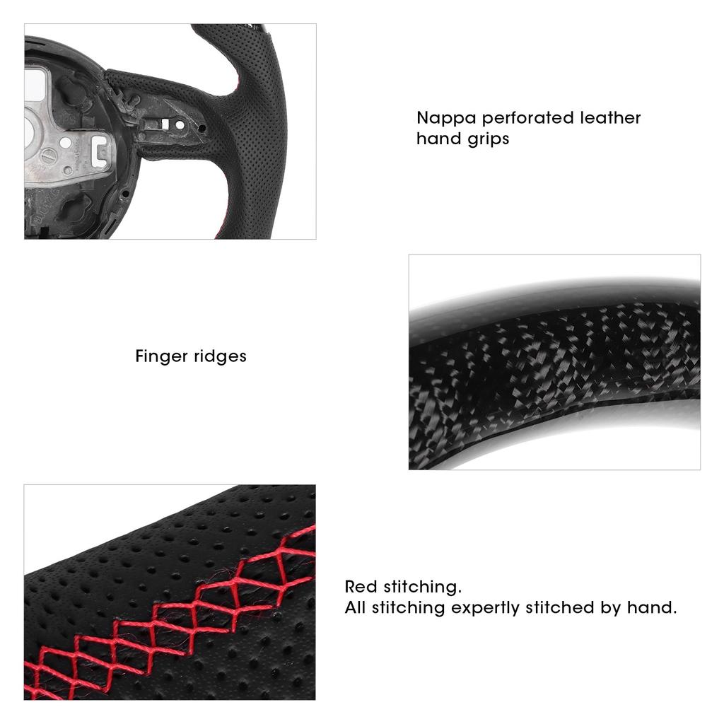 Carbon Fiber Steering Wheel Nappa Perforated Leather Fit for B8.5 RS3 RS4 RS5 RS6 RS7 2013-2016