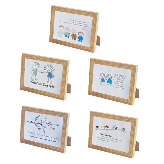 Handmade Sea Glass Decoration with Wooden Frame Rainbow Bird Family Seaglass Wall Art Decoration Framed Sea Glass Friendship Artwork Ornament