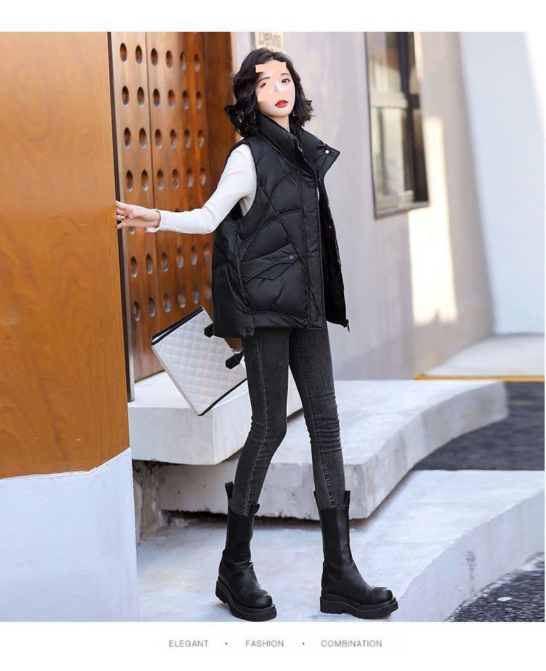 Women's Korean Style White Duck Down Vest - Autumn/Winter 2025, Short, Loose, Thickened, Versatile Sleeveless Outerwear