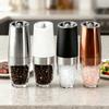 1/2pcs Gravity Electric Pepper and Salt Stainless Steel Grinder Set with Adjustable Coarseness Operated LED Light