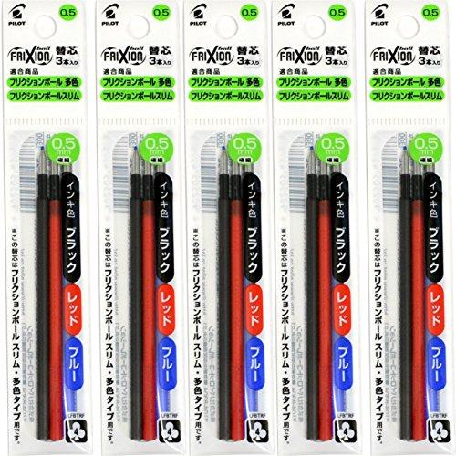 Pilot Frixion Ball Slim Multi-Color Refills LFBTRF30EF3C x 5 (0.5mm, 3 colors x 5 packs)