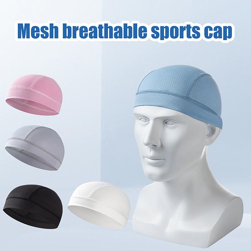 Unisex Cycling Cap Quick Dry Breathable Mesh Moisture Wicking Under Helmet Beanie Inner Lined Dome Summer Simple Sport Cap