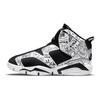 Jordan Air  6 Retro Little Flex SE Comfortable Trendy Color Block High Top Kids Basketball Shoes Black And White Graffiti Kids Sneakers DC4103-001