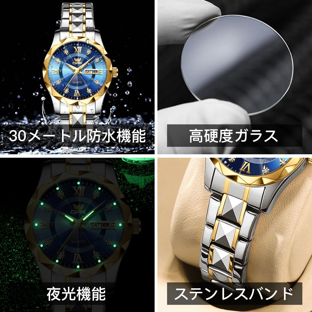 OPK Women's Watch Quartz Wristwatch Popular Simple Elegant Lightweight Easy to Read Waterproof Luminous blue