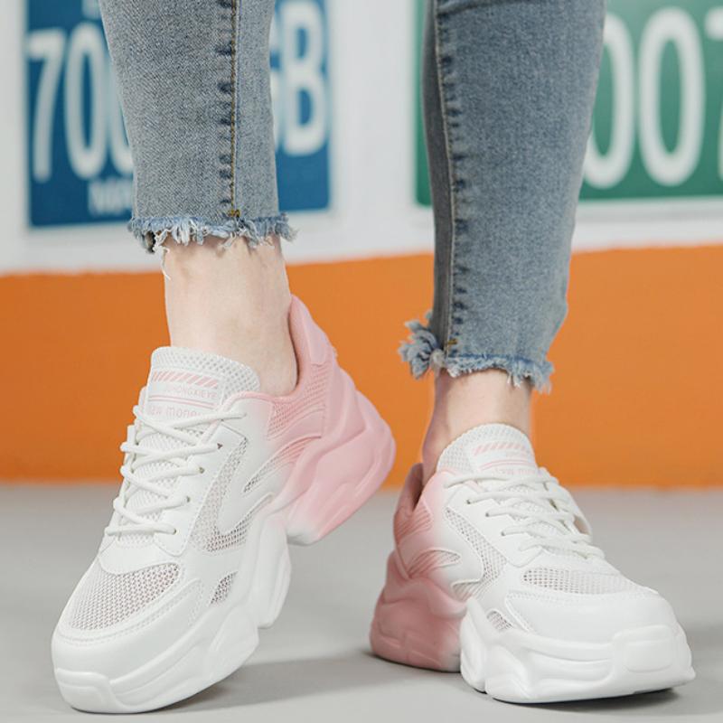 Новые женские кроссовки дышащие полые летние повседневные туфли на платформе 35 синий — фото 11